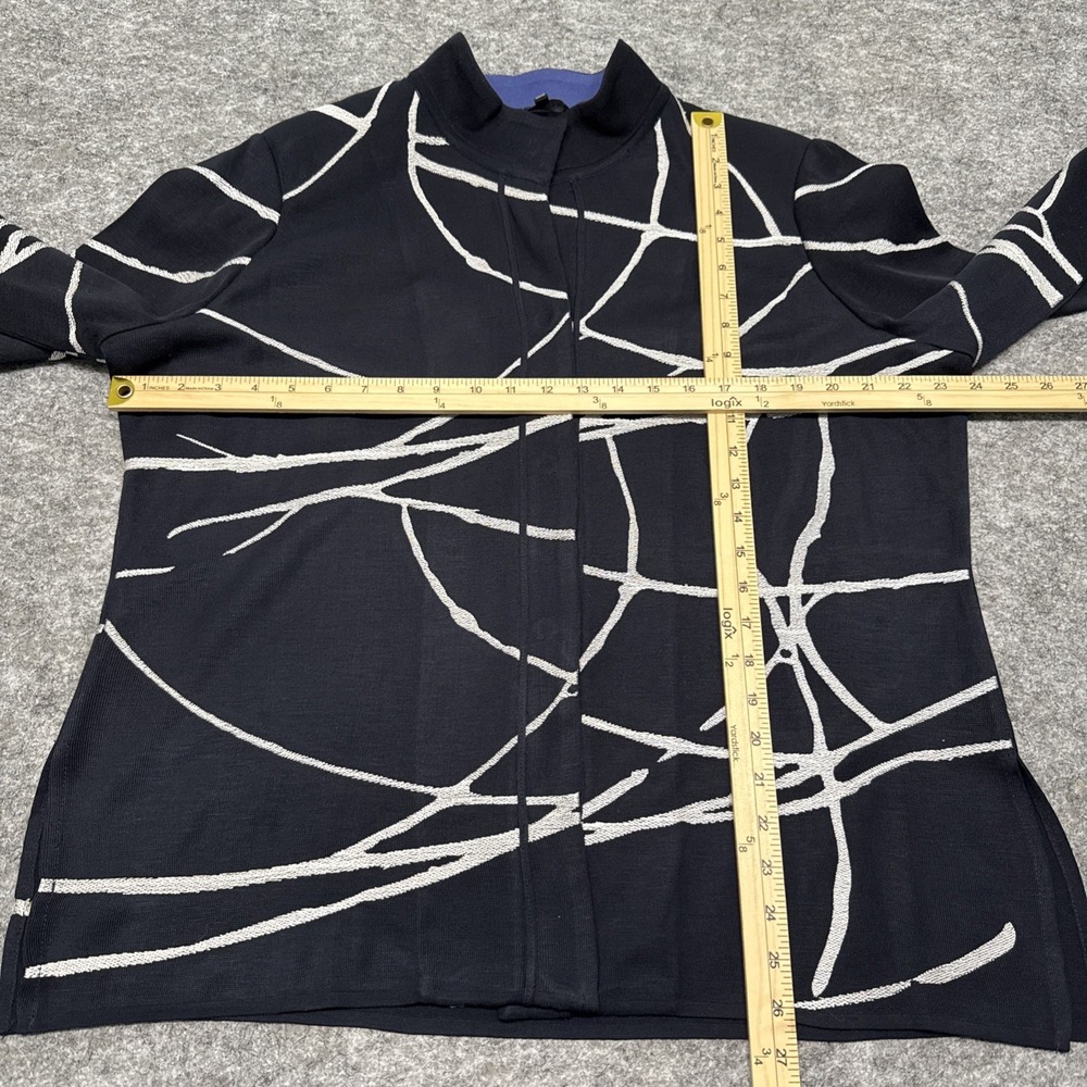 Ming Wang cardigan women's XL navy silver abstract career office work whimsical - Picture 6 of 10